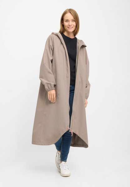 Beige Regenjacke Damen von Derbe Kapby im Oversized-Schnitt
