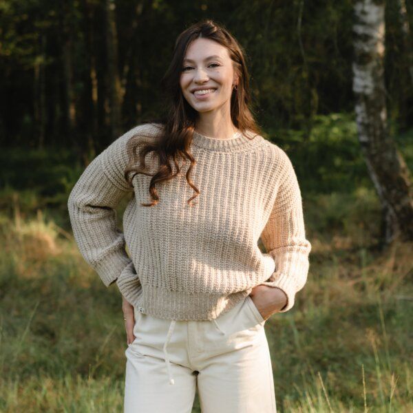 NORDLICHT Wollpullover Mara aus recycelter Wolle in Sand
