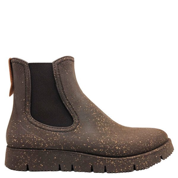 Brauner Chelsea-Gummistiefel für Damen von nat-2 mit strukturierter Kork-Optik