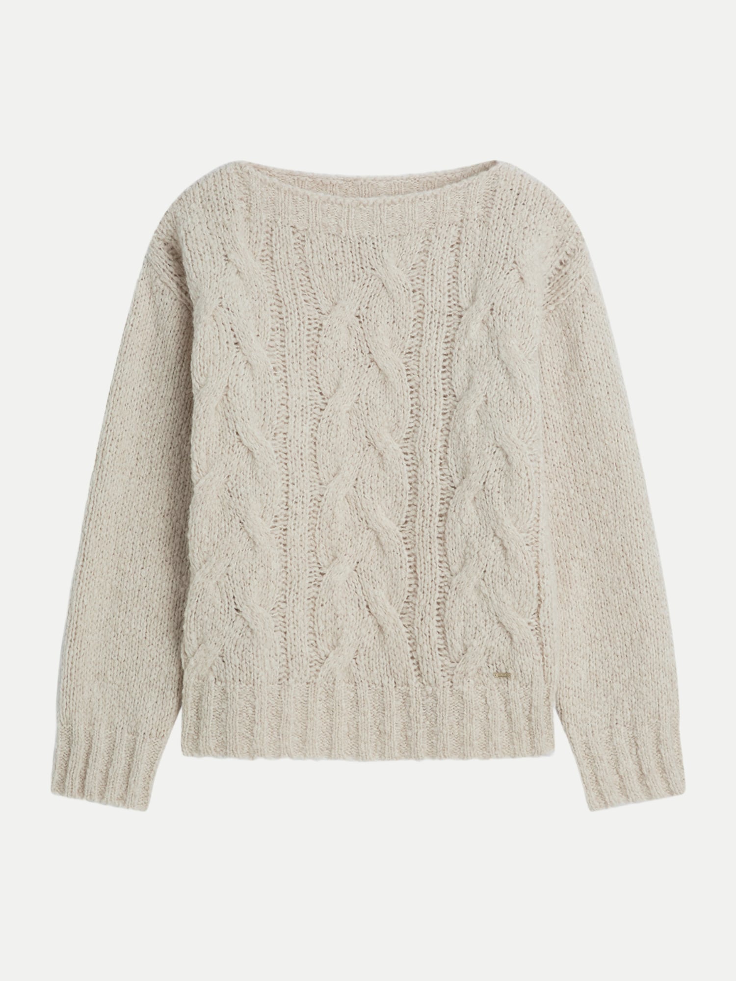 Strickpullover Damen: CINQUE CISIO mit Zopfmuster in Hellbeige