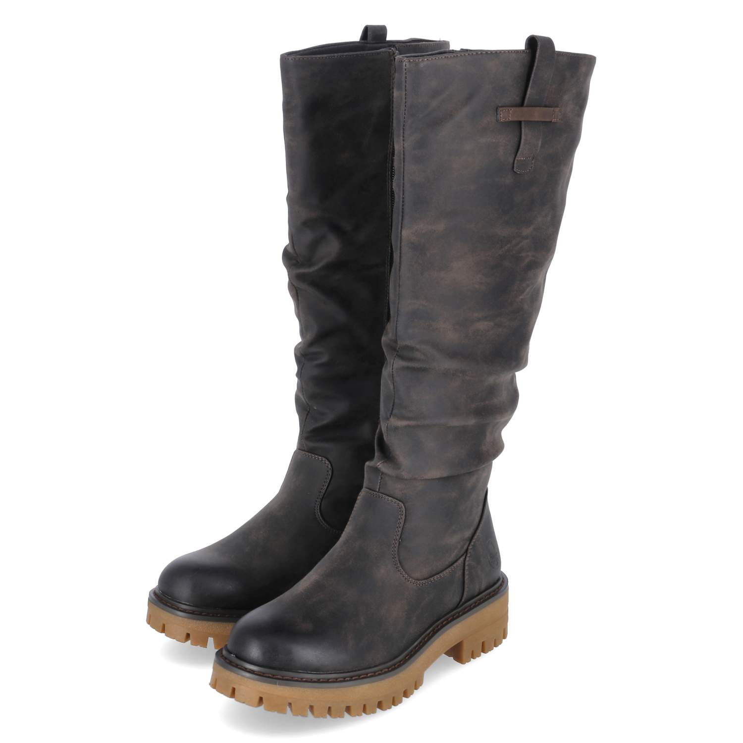 Hoher brauner Winterstiefel Damen von Rieker mit meliertem Obermaterial