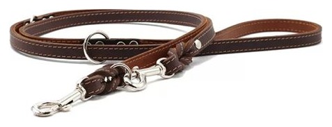 Elbhunde Leder-Leine Premium in Dunkelbraun-Cognac