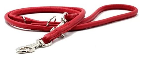 Elbhunde Rundleder-Leine in Rot